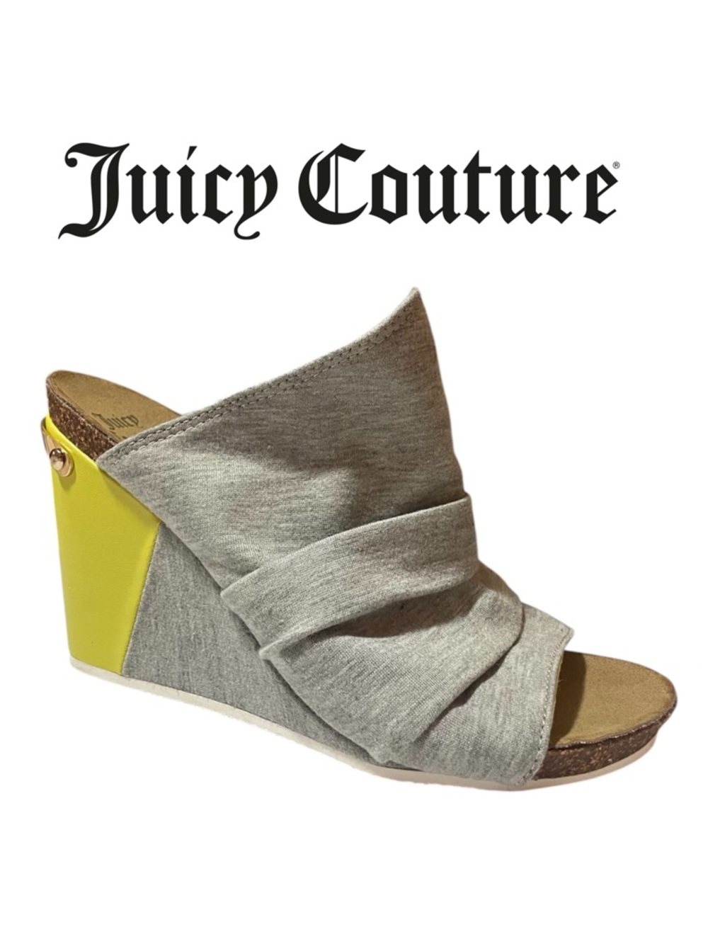 Juicy Couture Gray & Yellow Wedge Slide